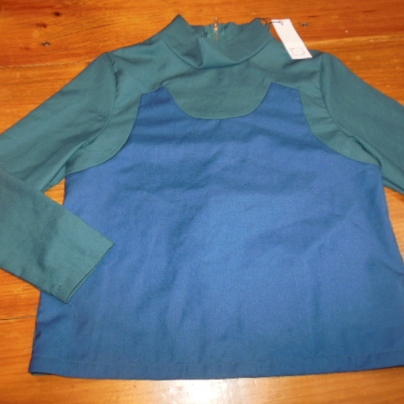 New! AVA & LU 12 yr Green/Blue Mock Neck Blouse - Picture 2 of 5